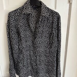 Black and White Patterned Silk Shirt